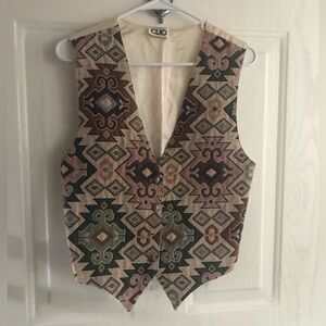 Aztec Print Tapestry Vest, Silk Back
